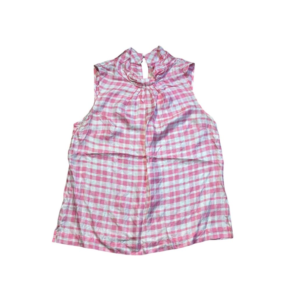 J.‎ Crew Collection Pink Plaid Sleeveless Silk Blouse sz s balletcore coquette